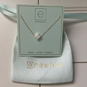 Enewton 16 inch gold necklace. Signature cross. Off white.